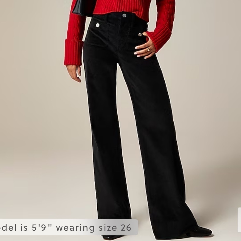 J crew Wide-leg velvet sailor trouser